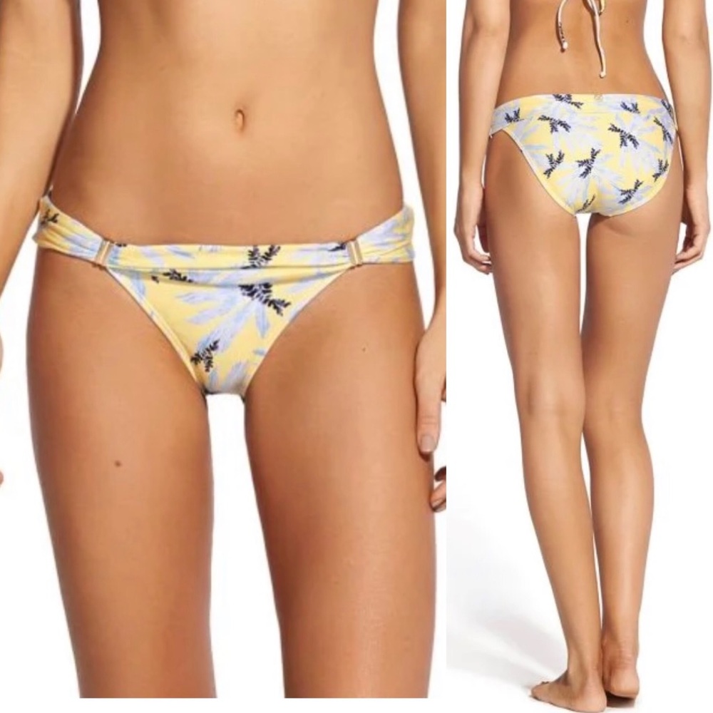 Vix Bia Yellow Floral Banded Bikini Bottoms Sz M